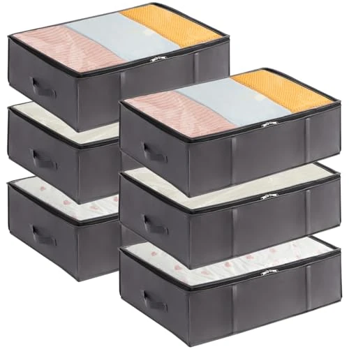 Tijdelijke aanbieding: Lifewit Opbergcontainers voor onder het Bed 6-pack, 40L Grote Capaciteit Deken Opbergzakken met Versterkt Handvat, Organisatie en Opslag voor Dekbedden, Lakens, Kleding, Slaapkamer, Kast, Grijs van 34.99 € naar 34.99 € (0.00% kortin