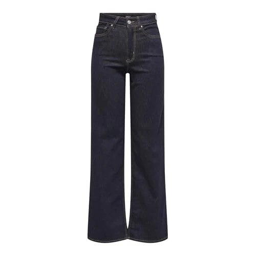 Offerta a tempo: ONLY Jeans Femminili a Gamba Larga ONLMADISON Vita Alta Ampio Taglio Gamba Jeans, Blu Jeans Scuro, (M) W x 32L - 26% da 49.99 € a 36.99 €