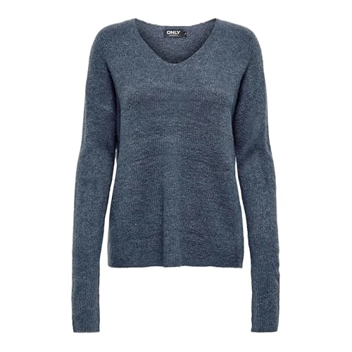 ONLY Womens Onlcamilla KNT Noos V-Neck L/S Pullover, Vintage Indigo, L UK