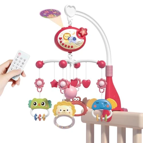 Limited offer: Aolso Baby Crib Toy, Baby Star Crib Mobile with Music and Lights, Cot Mobile Toy with Timing Function Projector and Remote Control, Baby Crib Toys for Boys Girls (Red) from 18.99 EUR to 18.99 EUR (save 0%)