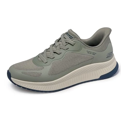 Skechers Bobs Squad 4, Zapatillas Hombre, Olive Mesh, 45 EU