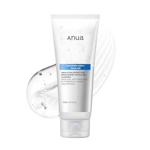 ANUA Moisturizing Gentle Gel Cleanser, Hyaluronic Acid, Squalane, Ceramide, Foaming Facial Korean Cleanser, pH Balance, Daily Hydrating Face Wash, 150ml/5.07fl oz.