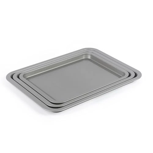 Tijdelijke aanbieding: Salter Essentials 3-Piece Baking Tray Set – Non-Stick Coating, 31/35/39 cm Stackable Oven Sheets, Dishwasher Safe, Easy to Clean, Made in the UK, Durable Chip Trays, Lightweight, PFOA-Free, BW13674 van 27.99 € naar 27.99 € (0.00% ko