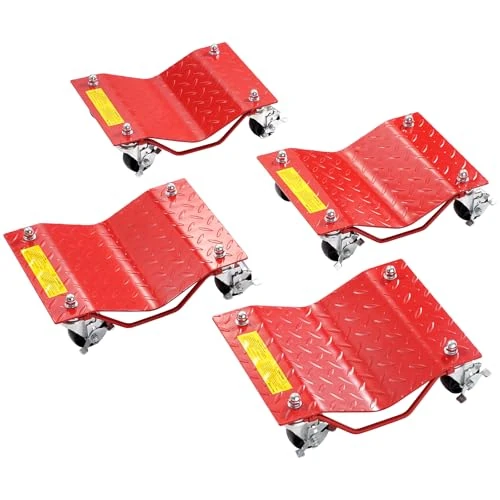 Offerta a tempo: VEVOR Carrello per Ruote, Capacità 3,6 T Carrello per Ruote in Acciaio per Trasporto Auto, Set di Picchetti per Pneumatici per Auto con Freni, Carrello per Trasporto Veicoli, Rimorchi, Set 4, Rosso - 13% da 108.90 € a 94.90 €