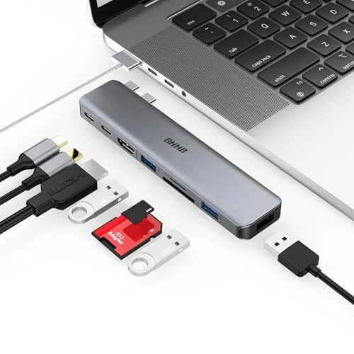 Limited-time offer: BHHB M81 USB C Hub Adapter for MacBook Pro Air Docking Station 8-in-2 for Mac Book Accessories Dongle 4K@30Hz HDMI, Thunderbolt 4/3, USB 3.0, SD/TF, USBC Dock Multiport Adapter für Mac M5 M4 M3 M2 M1 from 19.99 GBP to 15.99 GBP (save 20%)