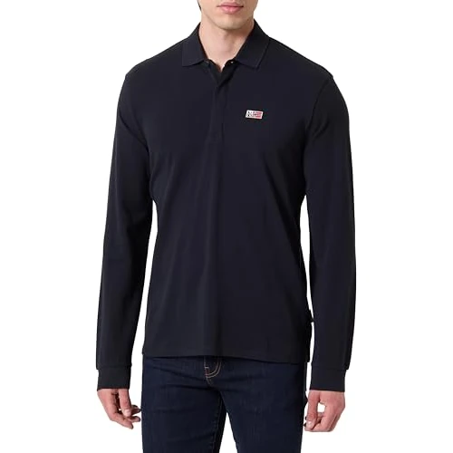 Napapijri Evan Poloshirt met lange mouwen, zwart, Zwart, L