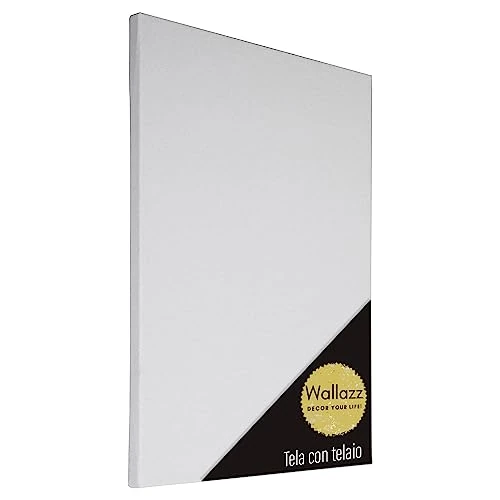 Wallazz Lienzo para pintar blanco 100% algodón, listo para usar sobre bastidor de madera de pino – Juego de lienzos blanco pintura acrílica, óleo y acuarela – Para artistas y principiantes – 30 x 50