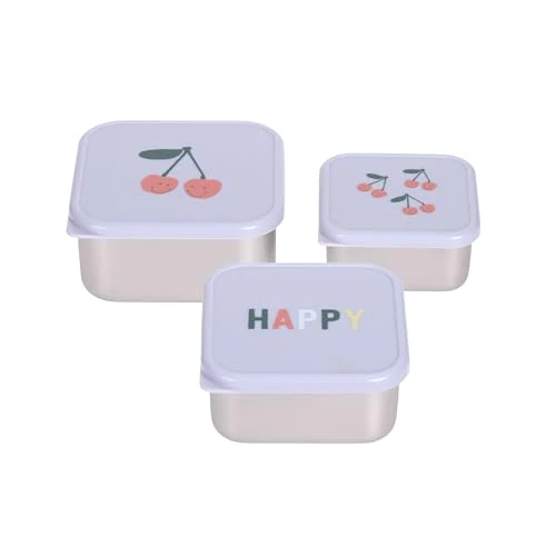 Offerta a tempo: Lässig Scatola per bambini con set di 3 contenitori in acciaio inox per il pranzo/Snackbox Stainless Steel Happy Fruits Cherry - 41% da 26.95 € a 16.00 €
