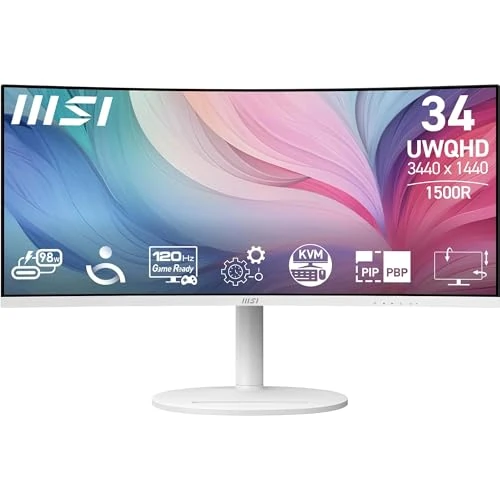 Oferta limitada: MSI Modern MD342CQPW Monitor Curvo de 34" UWQHD 1500R, Panel VA 3440 x 1440, 21:9, KVM, Pip/PBP, 120Hz, 300 nits, Anti-Glare, Altavoces Integrados, Ajustable en 3 direcciones, HDMI 2.0b de 449.00 EUR a 299.00 EUR (ahorro 33%)