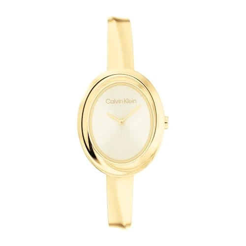 Limited-time offer: Calvin Klein Two Hand Quartz Movement Watch for Women Twisted Bezel Collection with Gold Colored Stainless Steel Bangle Bracelet - 25100056 from 159.00 £ to 135.00 £ (save 15%)