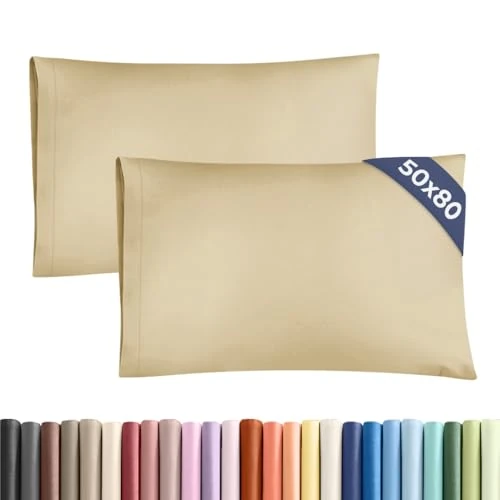 Kussensloop 50x80 Beige- Set van 2 - Kussenslopen Gemaakt van Hoogwaardige Microvezel - Zachte, Comfortabele, Machinaal Wasbare Kussenovertrek - Kussenslopen 50x80 2-Pack Beige- Duurzaam