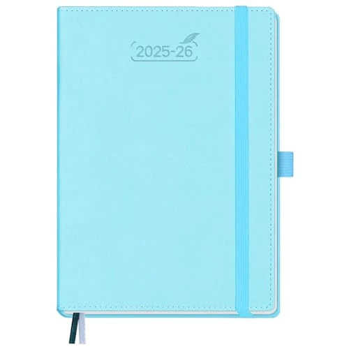 BEZEND Agenda 2026 Settimanale A5 21 x 15,5 cm, 18 Mesi Diario Scuola da Lug.25 a Dic.26, Portapenne, Copertina Rigida in Pelle PU - Blu cielo
