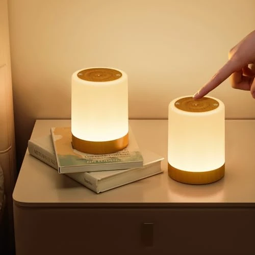 Oferta limitada: NIWOHOM 2 unidades Lamparas de Mesita de Noche Tactil Regulable, Lampara Mesita Noche con 256 RGB Color y 5 Modos, Luz Cálida Luz Nocturna Lampara Mesa LED Recargable USB con Función de Temporizador de 28.99 € a 27.99 € (ahorro 3%)