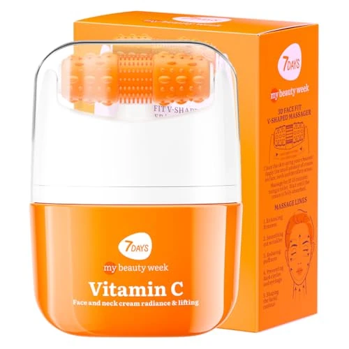7Days Gezichtscrème met vitamine C voor Korean Skincare met gezichtsmasseur 3D voor mannen en vrouwen, anti-rimpel ideaal voor gezichtsverzorging, 40 ml