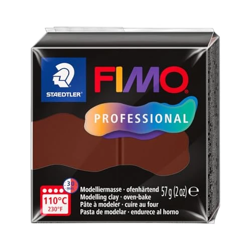 Offerta a tempo: STAEDTLER Fimo Professional 8040-77 - Argilla polimerica da modellare, cioccolato, 57 g, 1 blocco, 8040-77 - 40% da 3.24 € a 1.95 €