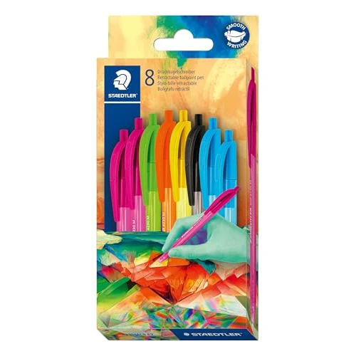 Limited-time offer: STAEDTLER Ballpoint Pens - Rainbow Medium Retractable Pen - Multiverse Design - 8 Assorted Colours - Pack of 8, 4230C8E2-2 from 3.67 GBP to 3.67 GBP (save 0%)