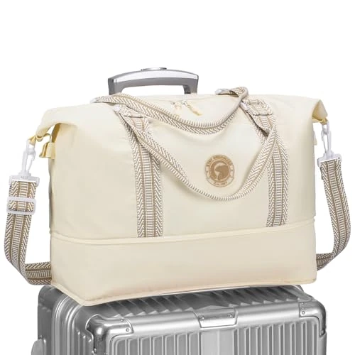 SPAHER Bolsa de Viaje 40x20x25 Ryanair Easyjet Vueling Ampliable Maleta Cabina Bolsos de Viaje Cabina Avión Equipaje de Mano Impermeable para Sport Gym Weekend Pernocte Hospital Mujer Hombres Beige
