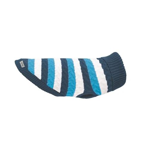 Zeitlich begrenztes Angebot: Record - Pullover für Hunde Modell Sie & Ihn. Rollkragenpullover, weißes Streifenmuster mit Blau/Hellblauen Farbtönen, Loch für Leine und Beinschlaufen | Blau, 3XS - Rückenlänge 20 cm von 16.19 € auf 16.19 € (0.00% Rabatt)
