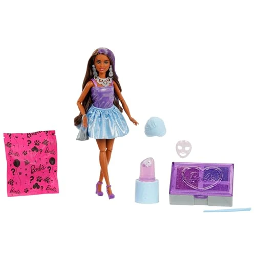 Oferta limitowana: Barbie Party Unboxed Glam Party Stylowe przygotowania Zestaw fioletowy, lalka i akcesoria, łącznie 10 niespodzianek, w tym funkcja zmiany koloru, zabawka dla dzieci 3+, zestaw prezentowy, JFY66 z 56.93 zł na 56.93 zł (oszczędź 0.00%)