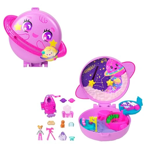 Offerta a tempo: Polly Pocket - Cofanetto Polly Planet, set portatile a forma di pianeta con una microbambola, un amico cucciolo e 10 accessori a tema inclusi, giocattolo per bambini, 4+ anni, JCB18 - 35% da 14.99 € a 9.70 €