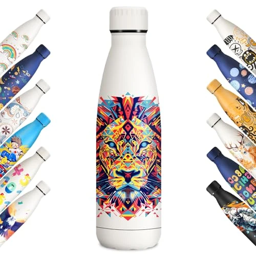 Offerta a tempo: KollyKolla Bottiglia Termica 500ml, Borraccia Personalizzata, senza BPA, Borraccia Termica a Prova di Perdite, Doppia Parete, Bottiglia Termica per Ragazzi, Ragazze, Palestra, Outdoor, l'école - 45% da 19.01 € a 10.49 €