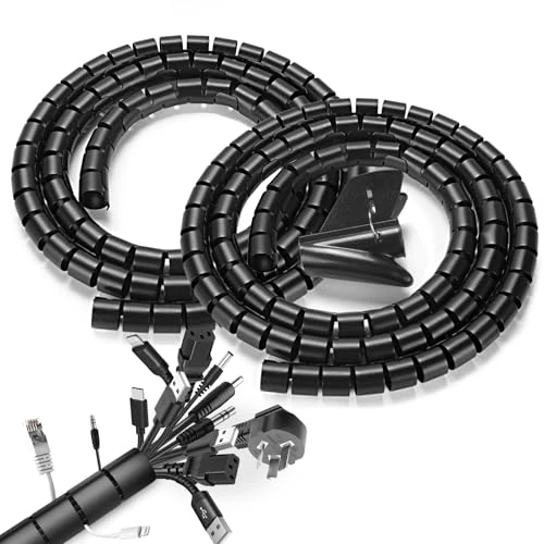 Oferta limitada: Romon 2 Piezas Cubre Cables Espiral, 22mm*3 Metros*1, 28mm*3 Metros*1 Funda Cables, con 1 Clip Guía, Tubo Flexible en Espiral para TV PC,Negro de 14.99 € a 11.87 € (ahorro 21%)