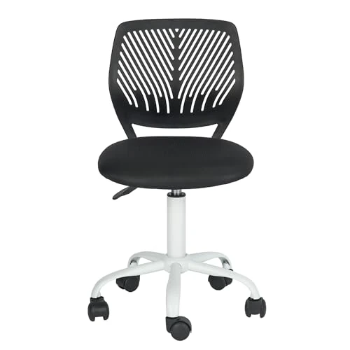 FurnitureR Kleiner Videospielstuhl, ergonomischer Schreibtischstuhl ohne Armlehnen, kompakter Drehstuhl mit Sitzhöhenverstellung und leisen Gummirädern, modernes Design für Gaming und Arbeiten