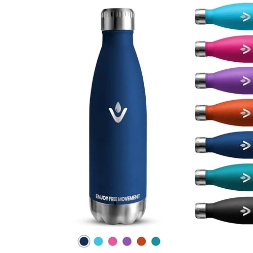 Gourde Isotherme, 750ml Gourde Sport, Gourde Inox Anti Fuite, Double Paroi Isolante, Gourde Metal Sans BPA, Réutilisable, Facile à Transporter, Bouteille d'eau pour École, Bureau, Outdoor, Bleu Foncé