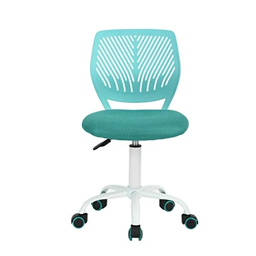Limited offer: FurnitureR Gaming Chair for Children, Office Chair, Gamer Chair, Desk Chair, Ergonomic Modern Design, Armless, Seat Height Adjustment, Rubber Wheels, Turquoise, M from 34.67 EUR to 34.67 EUR (save 0%)
