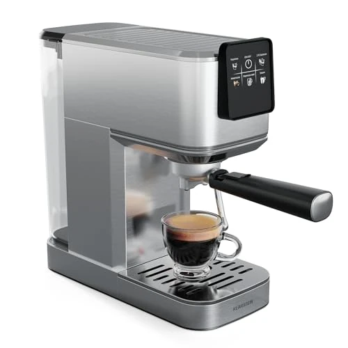 Tijdelijke aanbieding: Klarstein SteelPresso Touch Slim Siebträgermaschine – 20 bar, 1350 W, 1,2 l watertank, stoomstang, roestvrij staal, compact, eenvoudige bediening, eenvoudige reiniging, koffiemachine met filter van 123.99 EUR naar 123.99 EUR (korting 0%)