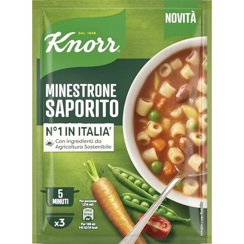 Offerta a tempo: Knorr Minestrone Saporito, Piatti Pronti Knorr con Verdure da Agricoltura Sostenibile, Senza Coloranti, Senza Conservanti, Fonte di Fibre, Fonte di Proteine, Vegano, 78 g - 32% da 2.19 € a 1.49 €