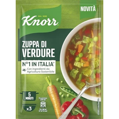 Knorr Zuppa di Verdure, Piatti Pronti Knorr con Verdure da Agricoltura Sostenibile, Senza Coloranti, Senza Conservanti, Fonte di Fibre, Vegano, 40 g