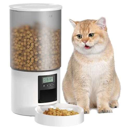 Zeitlich begrenztes Angebot: Futterautomat Katze Katzenfutter Automat mit Timer: Futternapf mit Automatic Futterautomat - 10s-Ruf zum Essen - Trockenfutter Futterspender Automatisch für Katze und Hund Weiß 4L von 35.99 € auf 34.19 € (5% Rabatt)
