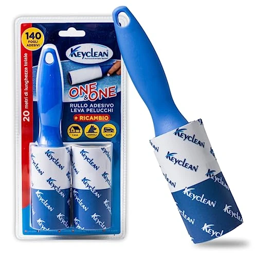 IPEA Spazzola Adesiva Levapelucchi 20 Metri Rotante - 2 Rotoli x 140 Fogli - Rullo Adesivo Leva Pelucchi per Rimuovere Capelli, Polvere, Peli Animali da Vestiti e Arredamento