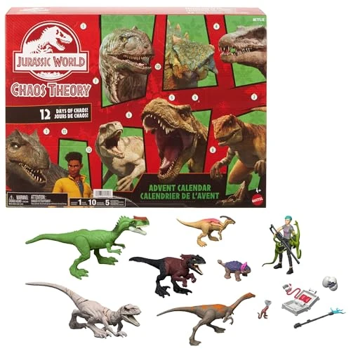 Oferta limitada: Mattel Jurassic World Teoría del Dinocaos Calendario de Adviento con 12 Puertas, 12 días de sorpresas, Smoothie y Otras 9 Figuras de Dinosaurios, Figura de Brooklynn, JGM17 de 39.99 € a 39.99 € (ahorro 0.00%)