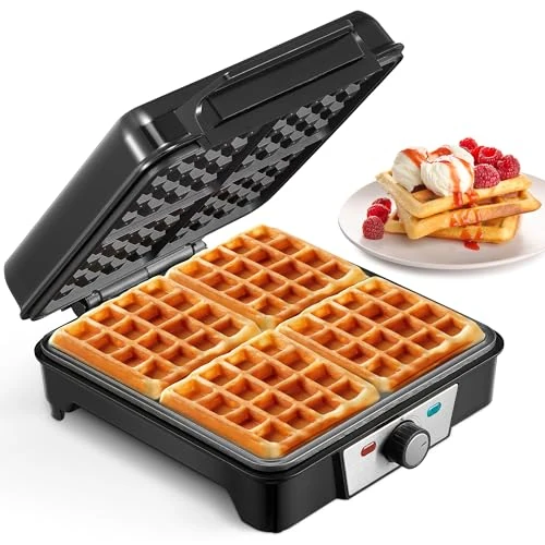 Offerta a tempo: VINATO Macchina per Waffle, Piastra per Waffle Quadrata 4 Fette, 1200W - 0.00% da 36.99 € a 36.99 €