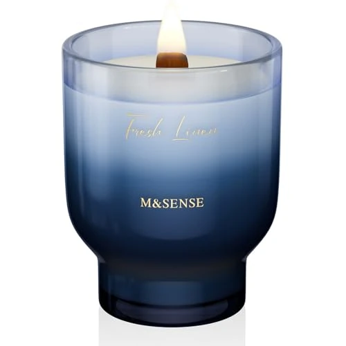 Limited-time offer: M&SENSE Large Scented Candle with Crackling Wick, Fresh Linen 470g, Burn Time: Up to 110 Hours, Perfect Christmas Gifts for Women from 26.99 GBP to 26.99 GBP (save 0%)