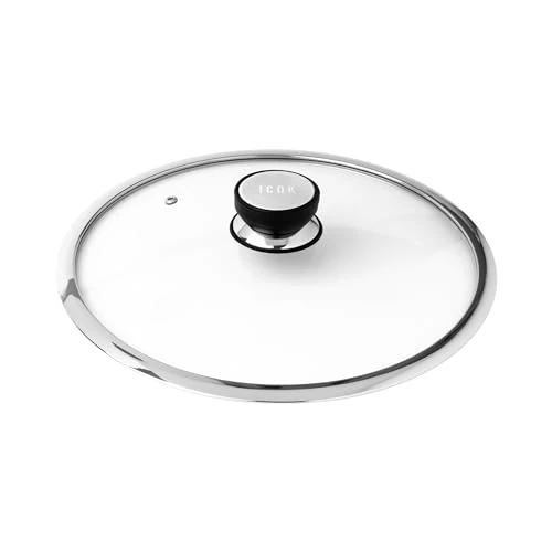 Offerta a tempo: ICQK Coperchio In Vetro Temperato Per Padelle E Pentole, Diametro ⌀ 20 cm, Con Foro Vapore, Bordo Acciaio Inox - 35% da 19.99 € a 12.99 €