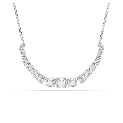 Swarovski Collier Matrix, dégradé élégant de cristaux blancs taille ronde sur chaîne délicate, fermoir mousqueton, design raffiné et moderne, métal rhodié