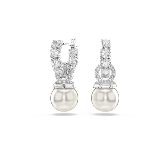Offerta a tempo: Swarovski Matrix Orecchini Pendenti, Gioielli con Zirconia e Crystal Pearl Bianchi Swarovski, Taglio Round, Placcatura in Tonalità Rodio, 2,7 x 1 cm, peso (singolo orecchino) 3,3 g - 50% da 179.00 € a 89.99 €