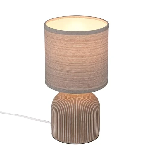 BRILONER - Table Lamp with Lampshade, Cable Switch, Ceramic Base Bedside Lamp for Reading Decorative for Corridor Office