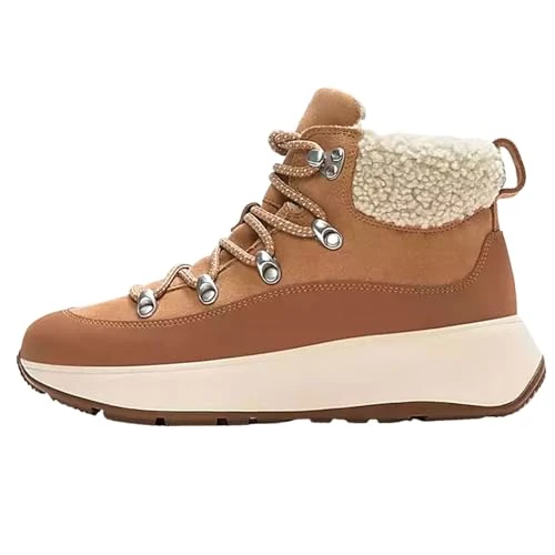 Offre limitée : Fitflop F-Mode Bottines à lacets en daim avec col en peluche pour femme Marron désert Taille 37, Beige sable, 37 EU de 104.22 € à 104.22 € (0.00% de remise)