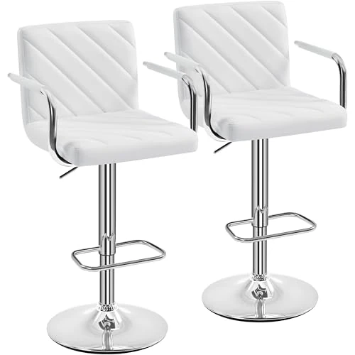 Offerta a tempo: Yaheetech Set 2 Sgabelli Bar Alti Cucina Moderni con Braccioli Bianchi - 19% da 99.99 € a 80.74 €