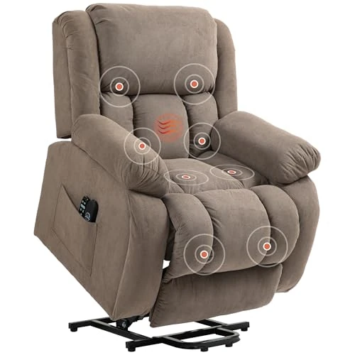 Tijdelijke aanbieding: HOMCOM Elektrische stoel om op te spannen tot 150 graden, elektrische relaxstoel van stof met 8 massagepunten, verwarmd, motor, 2 afstandsbedieningen, voetsteunen, zijzakken, lichtbruin van 399.95 EUR naar 399.95 EUR (korting 0%)