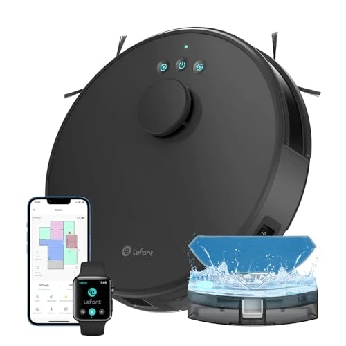 LEFANT M1 Robot Vacuum Cleaner with Mapping, LDS Navigation, 4000 Pa Powerful Suction Power, 150 Min, Forbidden Zone, Thin Robot Vacuum Cleaner with Diameter 32 cm, App/Alexa Control, Black