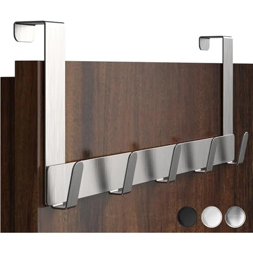 Offerta a tempo: Menz Appendiabiti da Porta, Argento - Pratico Attaccapanni da Porta, Acciaio Inox Ganci Adatti per Camera da Letto, Cucina, Bagno, Utile Appendino - 46% da 12.99 € a 6.99 €