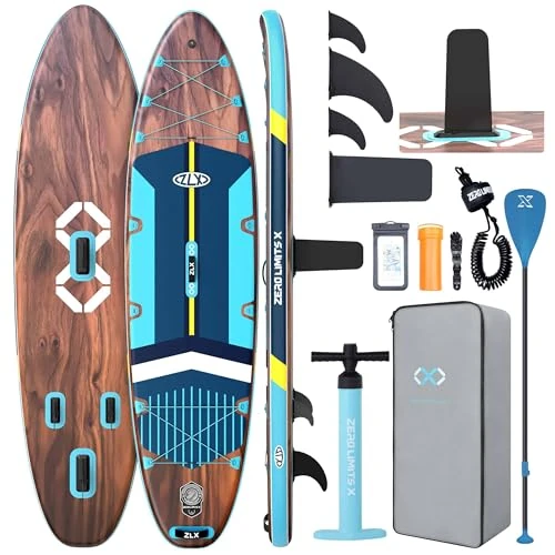 Tijdelijke aanbieding: ZLX 11'6" Extra breed opblaasbaar stand-up paddleboard, draagbare SUP, stabiel antislip dekpad, uniek vinsysteem, premium iSUP-accessoires, verbeterde pomp voor volwassenen, alle vaardigheidsniveaus van 603.61 € naar 603.61 € (0.00%