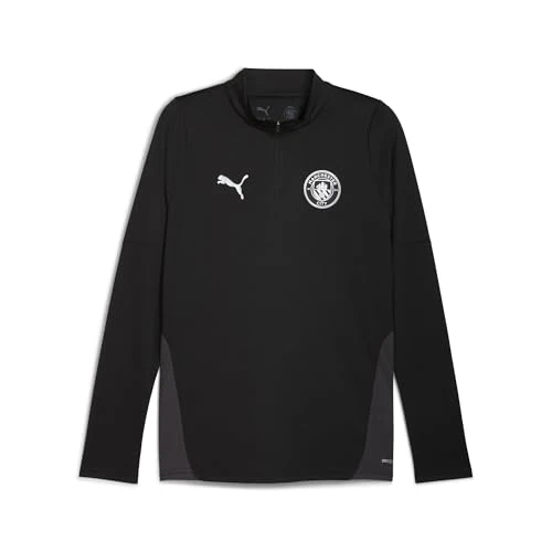 PUMA Manchester City FC Maglia Allenamento Uomo Maniche Lunghe con Zip 1/4 25/26, Nero (Black x Silver), S