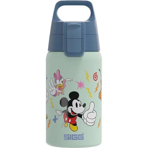 Oferta limitada: Sigg Shield One Disney Mickey & Friends Cantimplora infantil (0.5 L), botella de acero inoxidable con tapón hermético, botella para niños para usar con una mano de 22.95 € a 16.50 € (ahorro 28%)