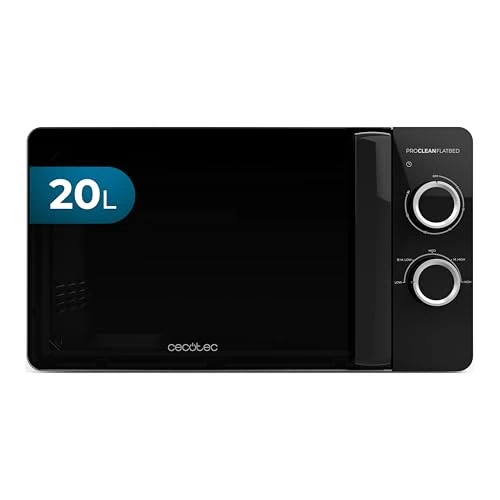 Cecotec Proclean 3030 Flatbed microwave, 20L capacity, 700W, 6 levels, 800W halogen grill, compact design with FullCrystal door, perfect cooking thanks to 3DWave technology